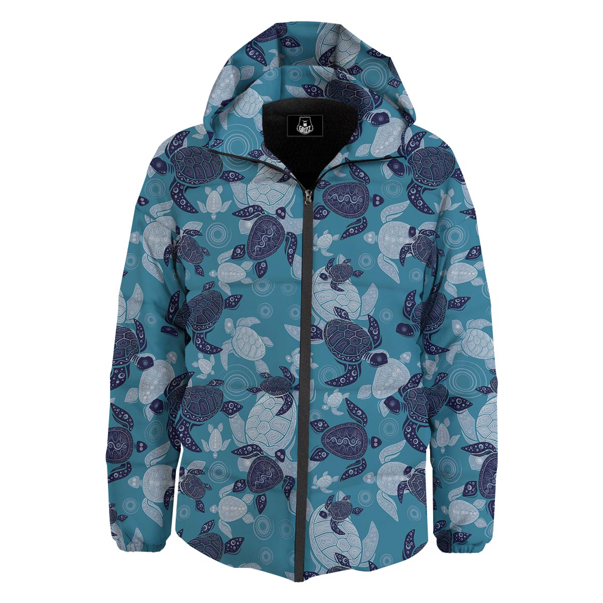 Underwater Sea Turtle Family Print Pattern Down Jacket-grizzshop