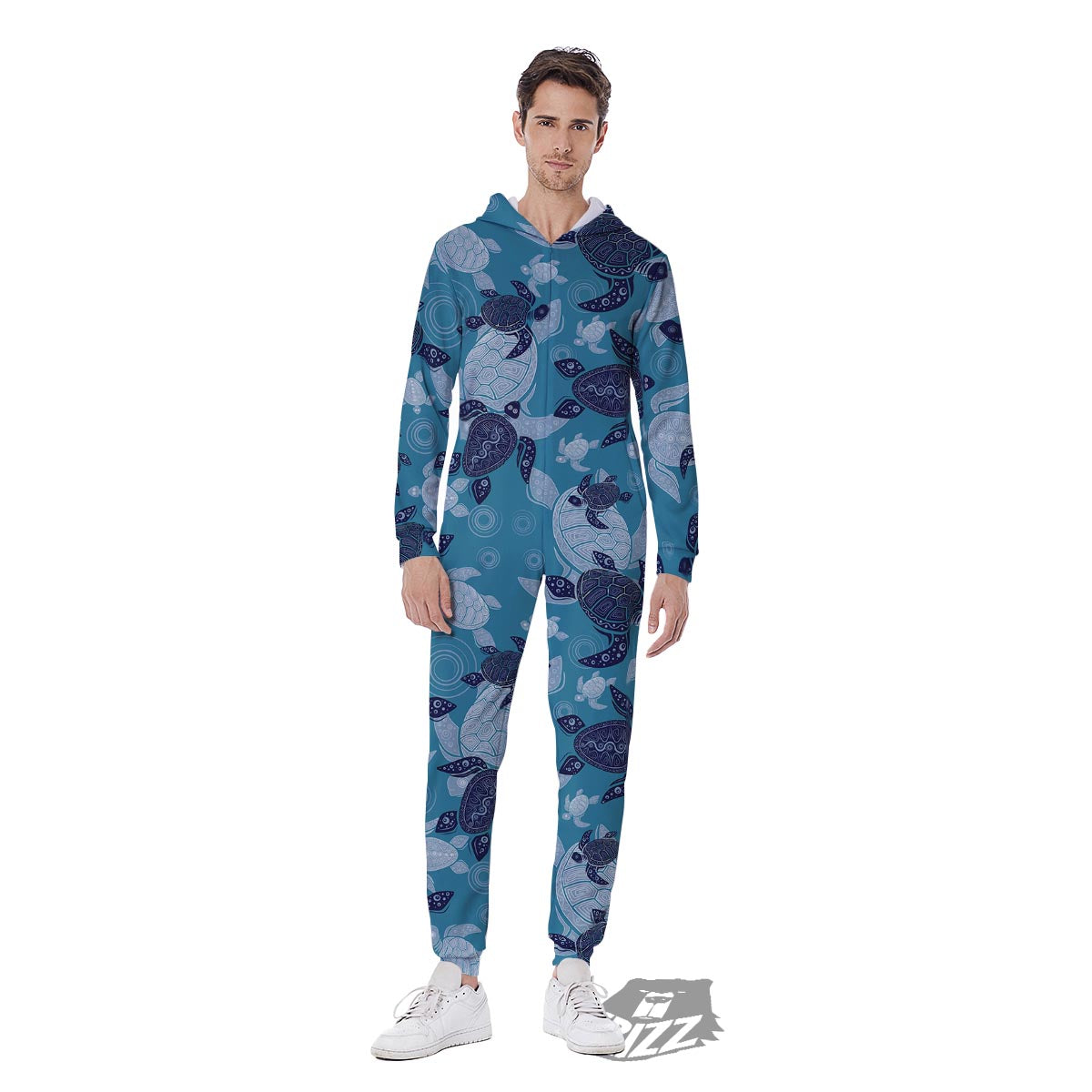 Underwater Sea Turtle Family Print Pattern Men's Jumpsuit-grizzshop