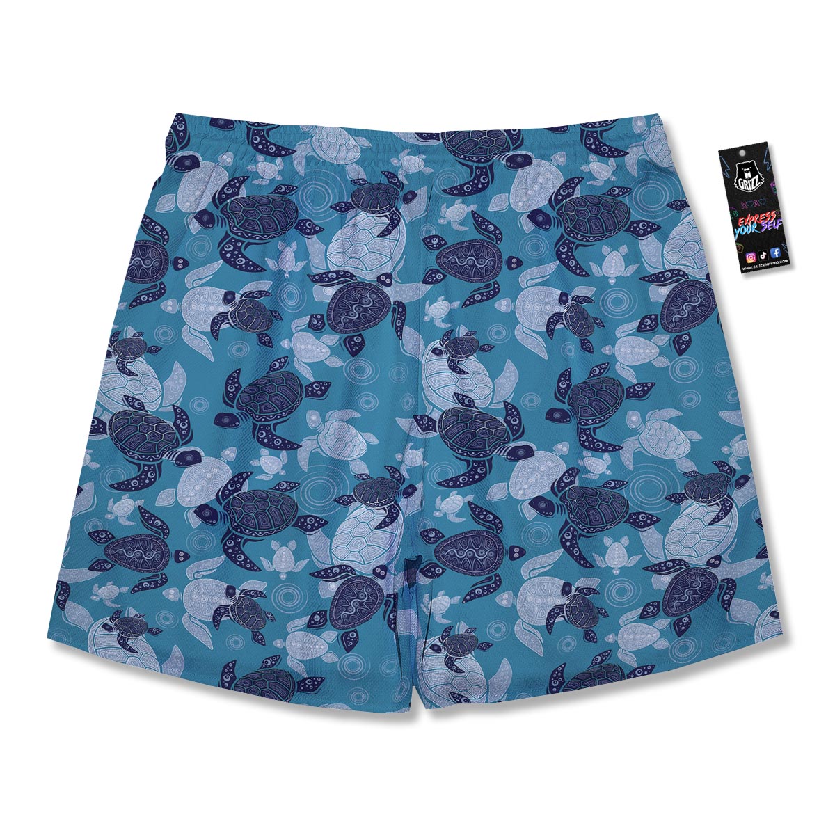 Underwater Sea Turtle Family Print Pattern Men's Running Shorts-grizzshop