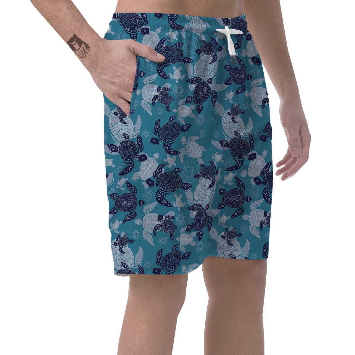 Underwater Sea Turtle Family Print Pattern Men's Shorts-grizzshop