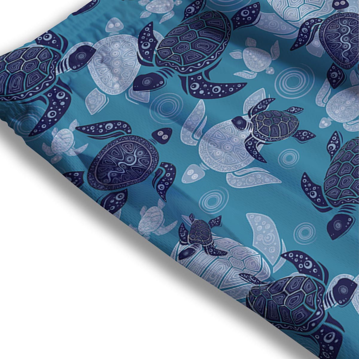 Underwater Sea Turtle Family Print Pattern Mesh Shorts