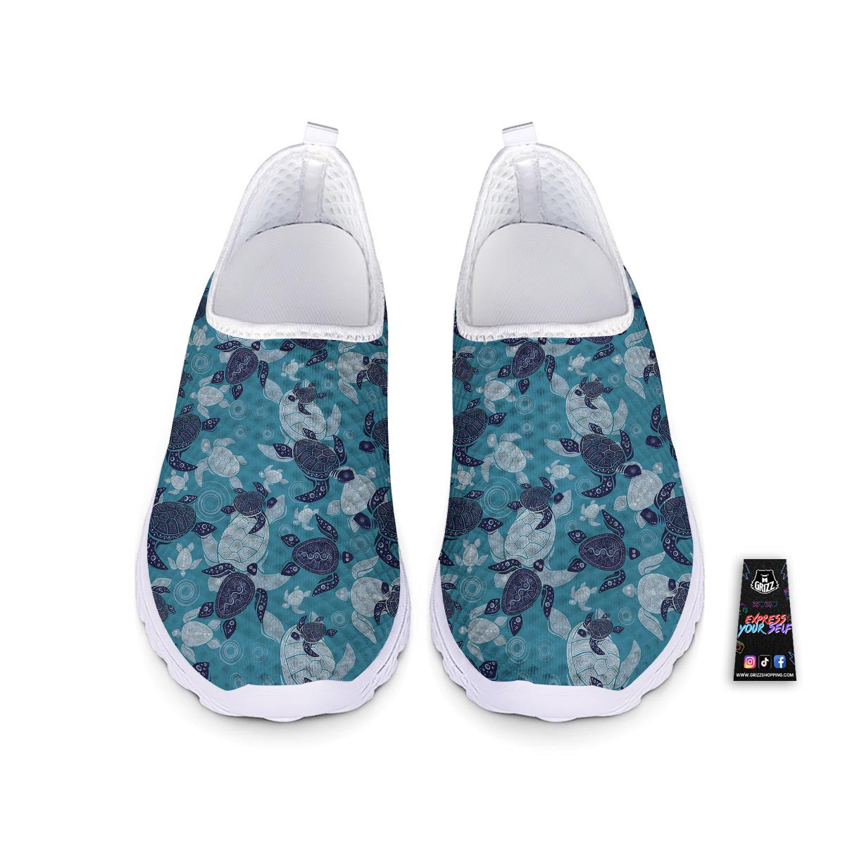 Underwater Sea Turtle Family Print Pattern Nurse Shoes-grizzshop