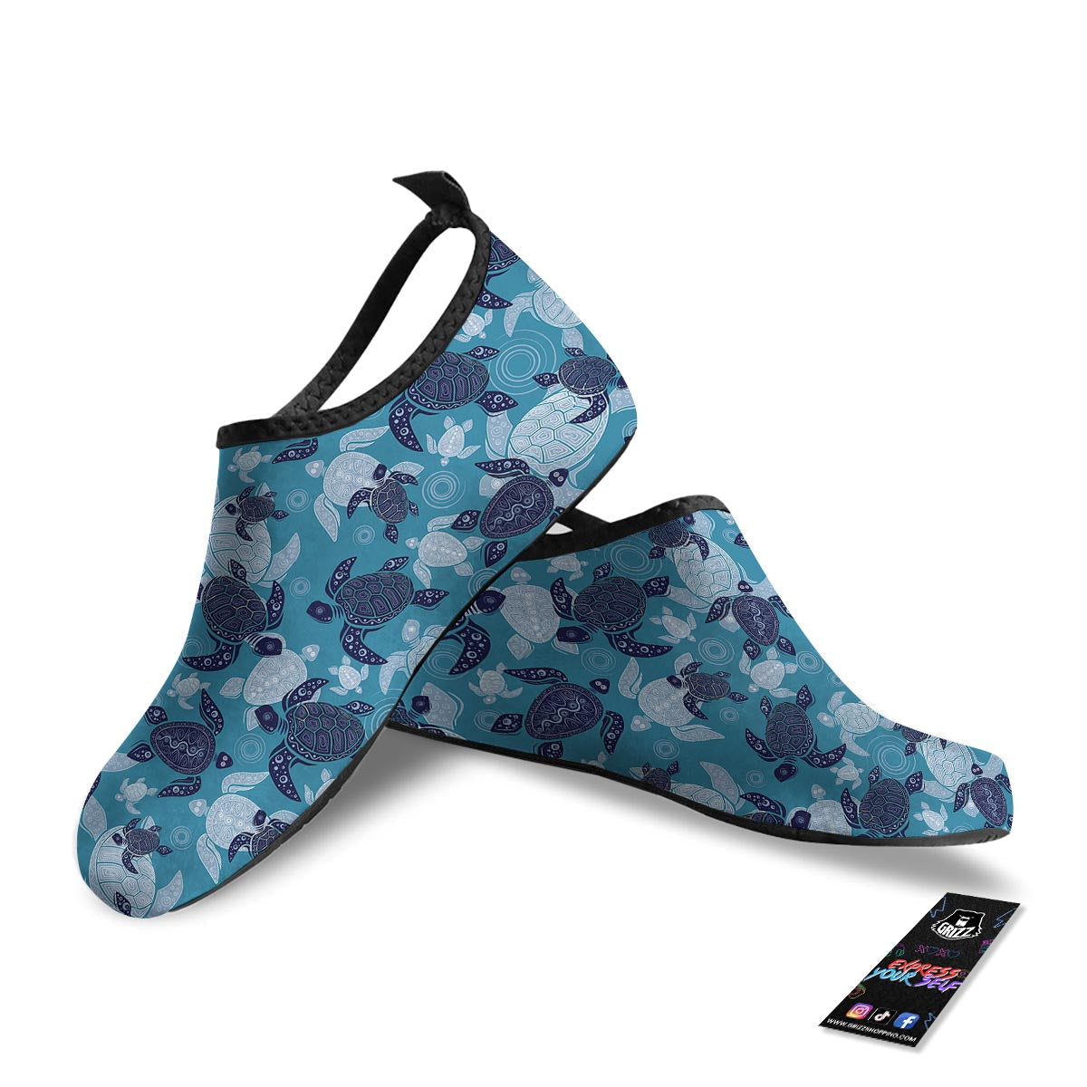 Underwater Sea Turtle Family Print Pattern Water Shoes-grizzshop