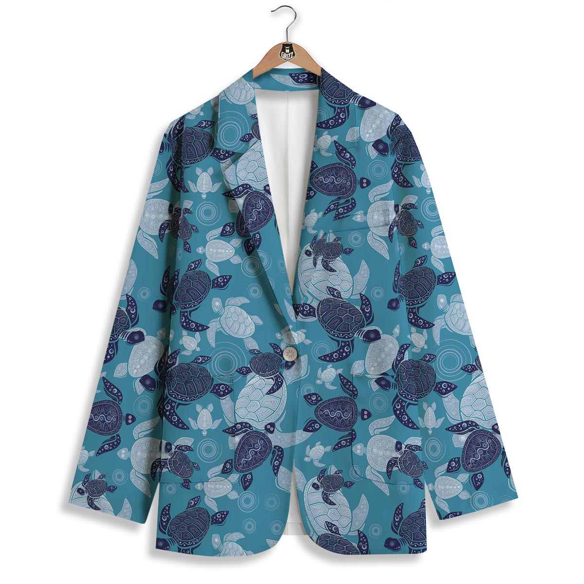 Underwater Sea Turtle Family Print Pattern Women's Blazer-grizzshop