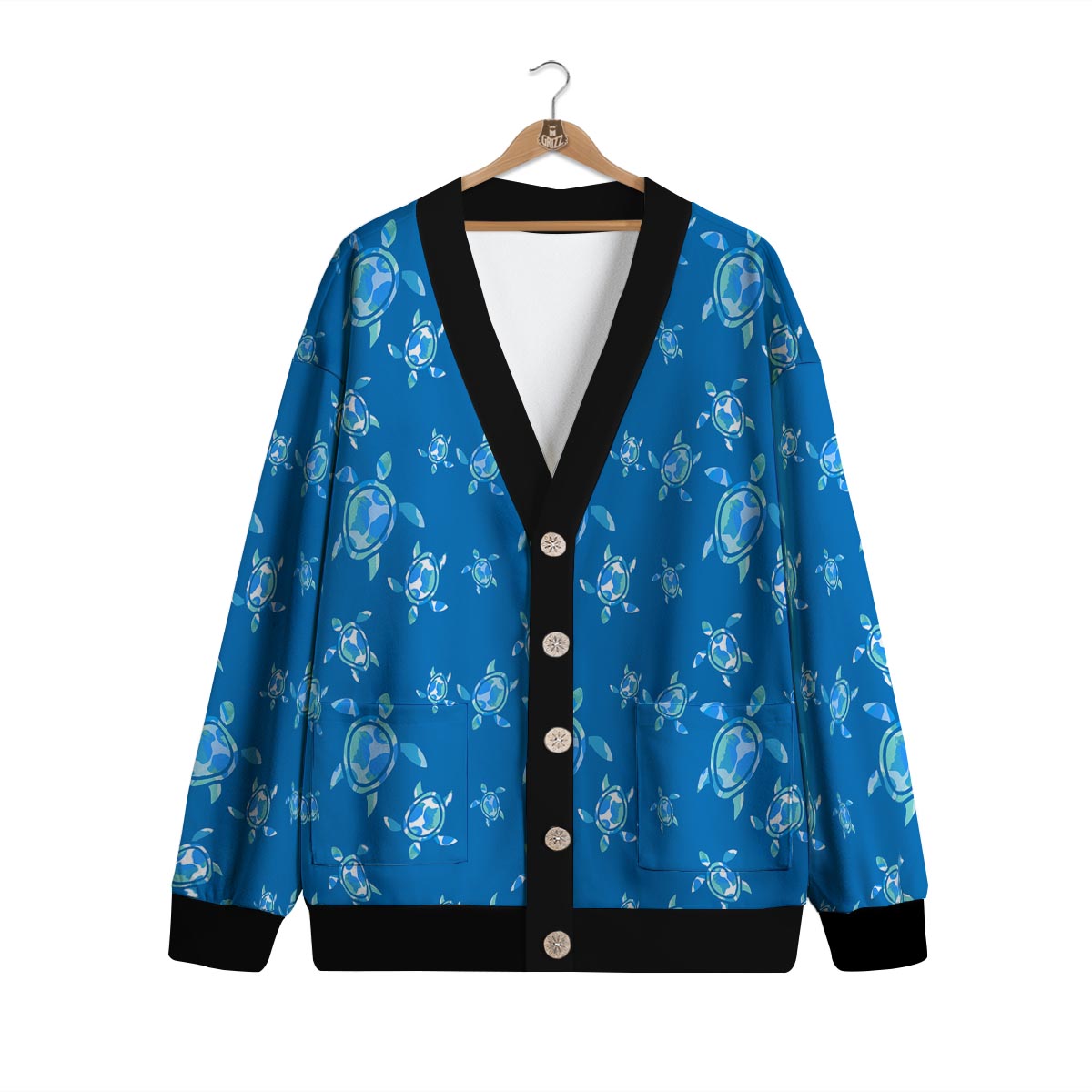 Underwater Sea Turtle Print Pattern Cardigan-grizzshop