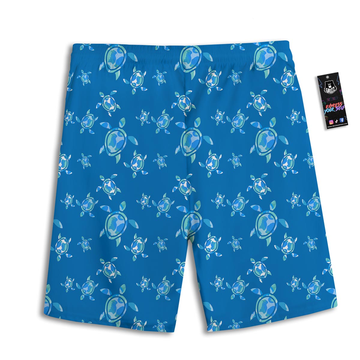Underwater Sea Turtle Print Pattern Men's Athletic Shorts