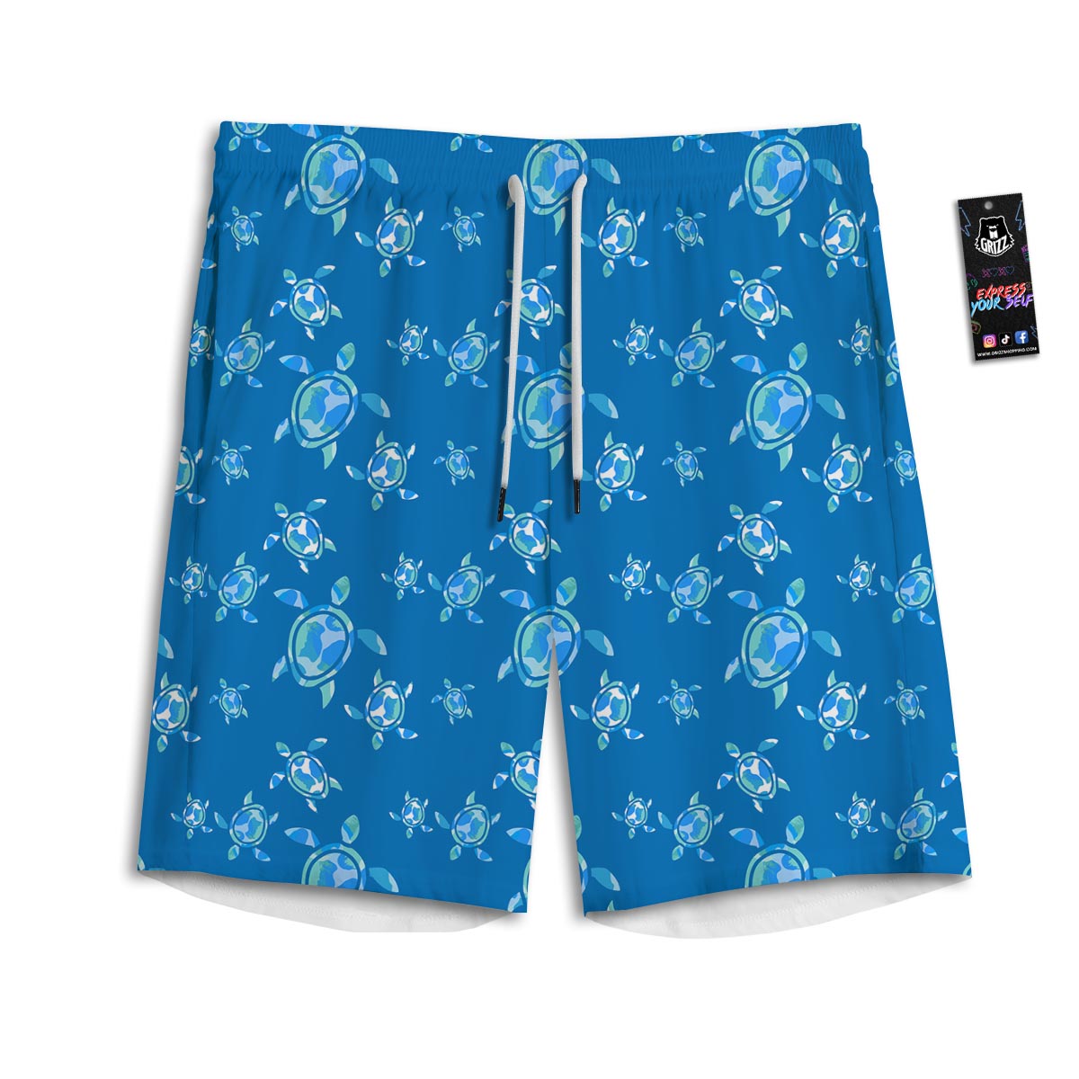 Underwater Sea Turtle Print Pattern Men's Athletic Shorts