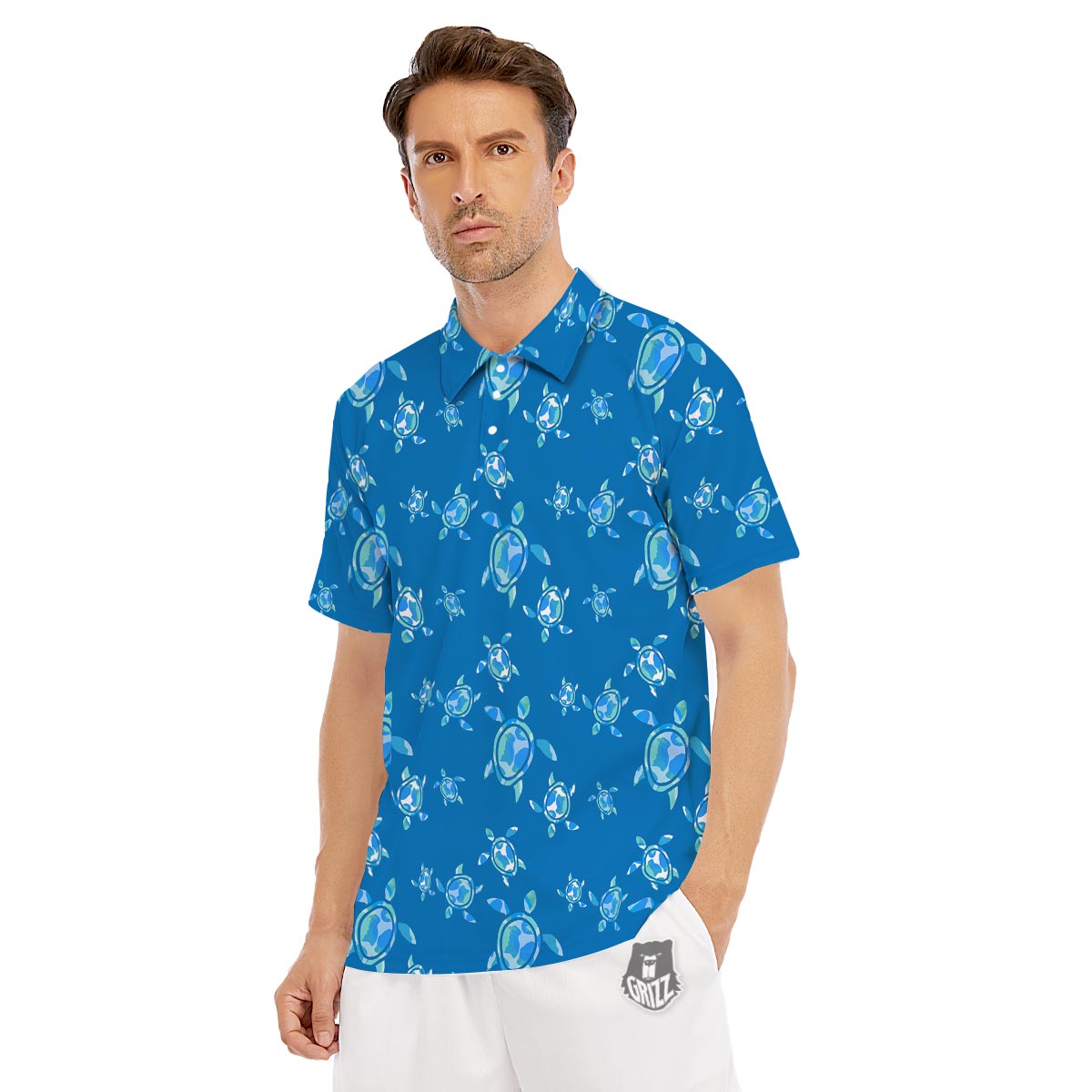 Underwater Sea Turtle Print Pattern Men's Golf Shirts-grizzshop