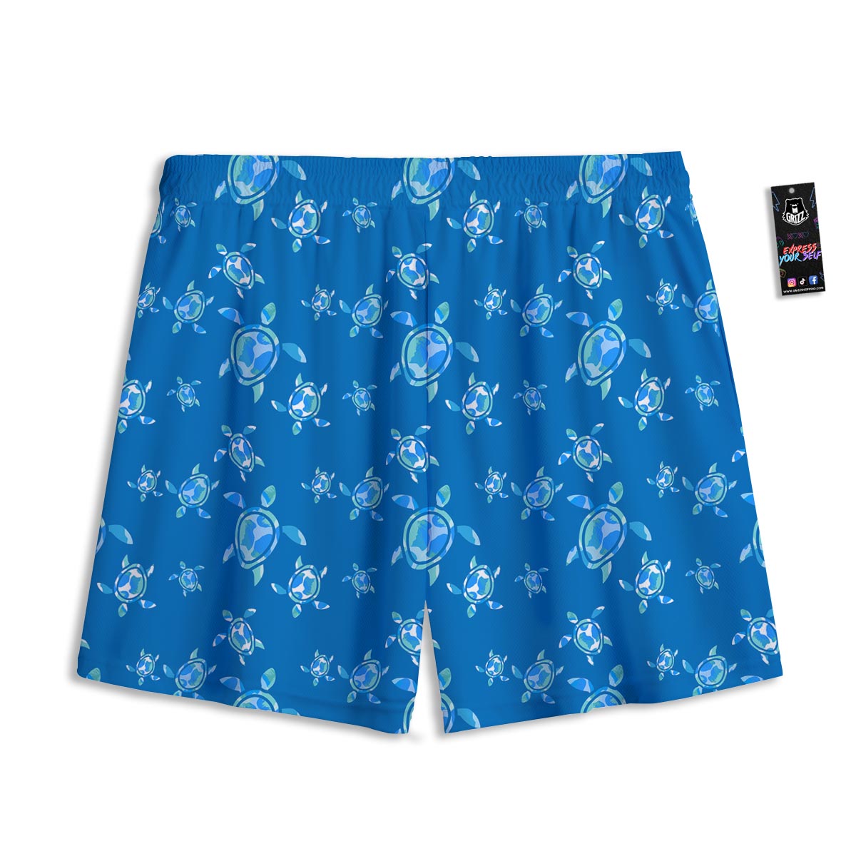 Underwater Sea Turtle Print Pattern Mesh Shorts