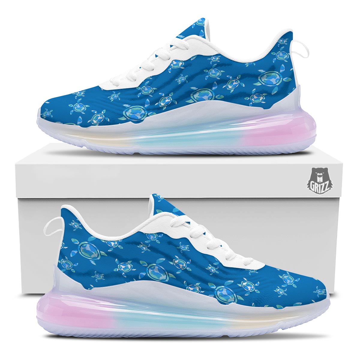 Underwater Sea Turtle Print Pattern Running Sneakers-grizzshop