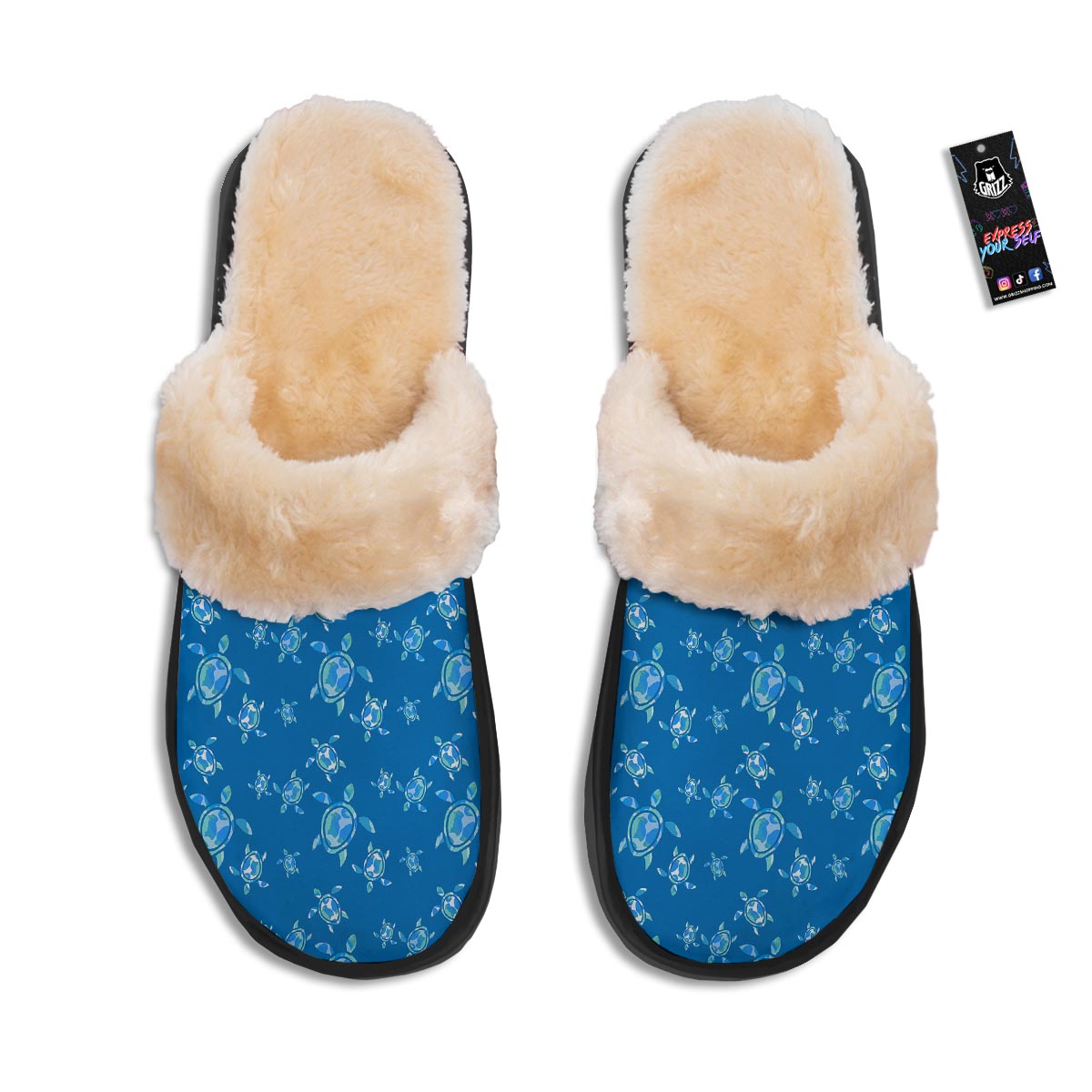 Underwater Sea Turtle Print Pattern Slippers-grizzshop