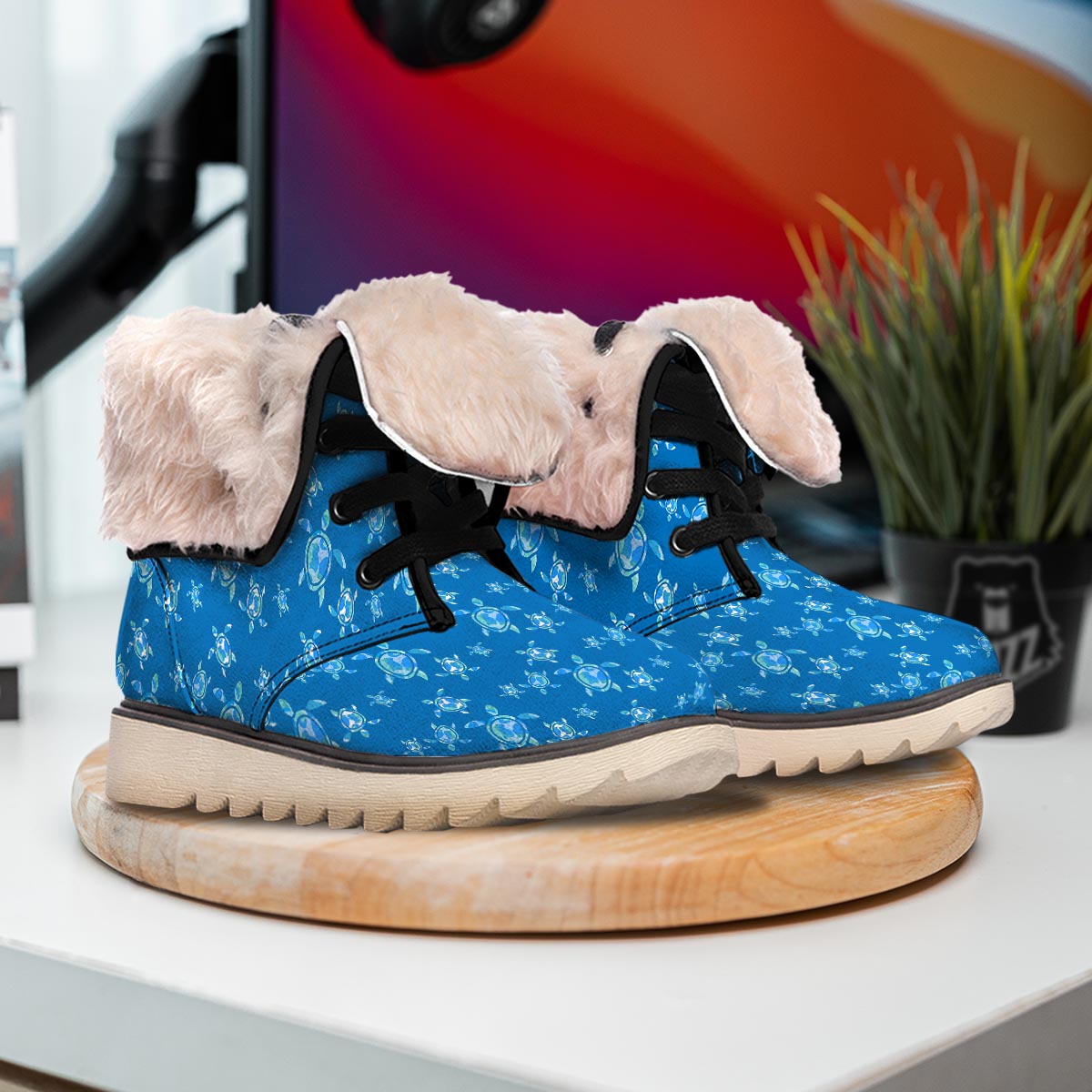 Underwater Sea Turtle Print Pattern Snow Boots-grizzshop