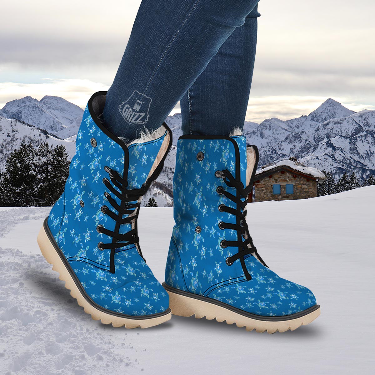 Underwater Sea Turtle Print Pattern Snow Boots-grizzshop