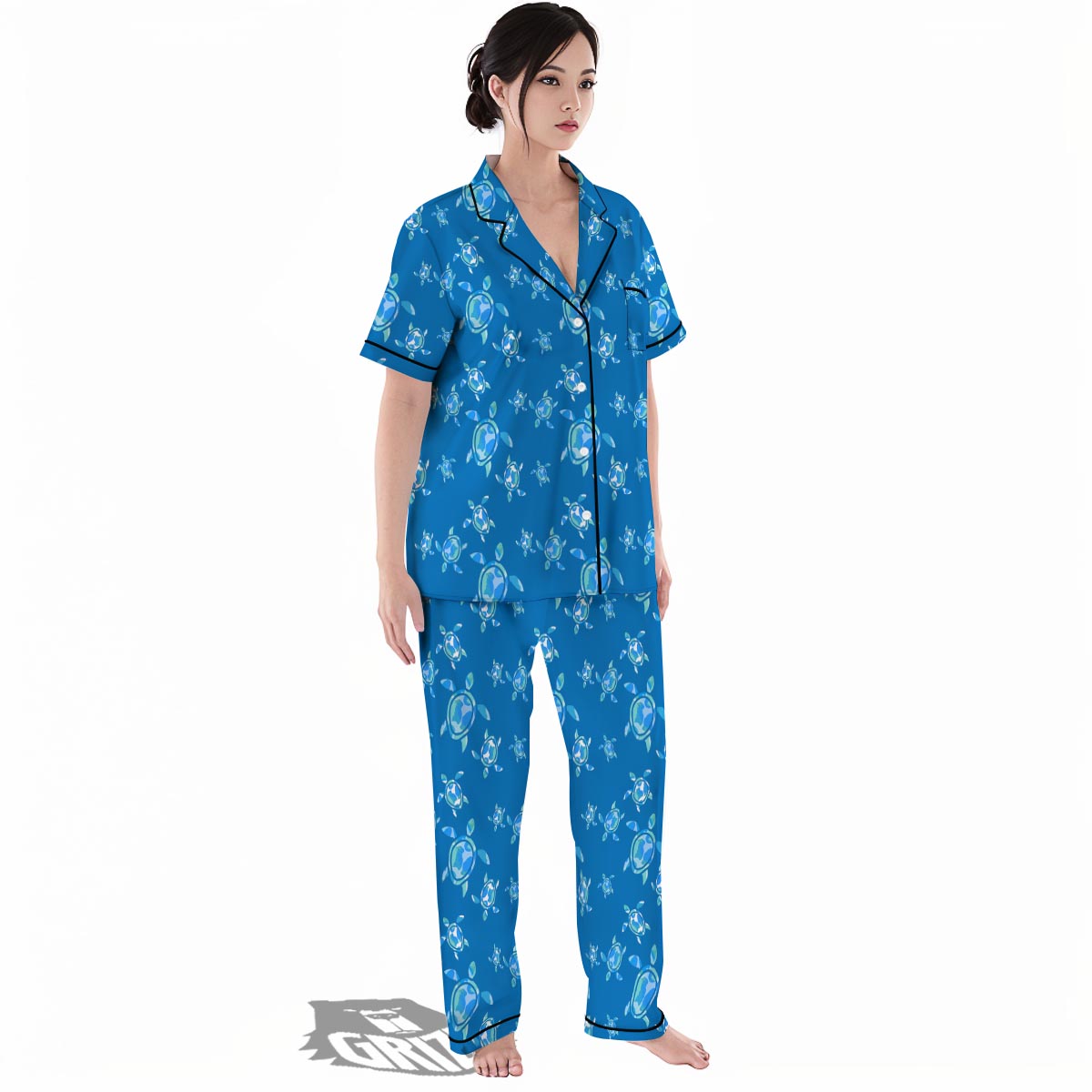 Underwater Sea Turtle Print Pattern Women's Pajamas Set-grizzshop
