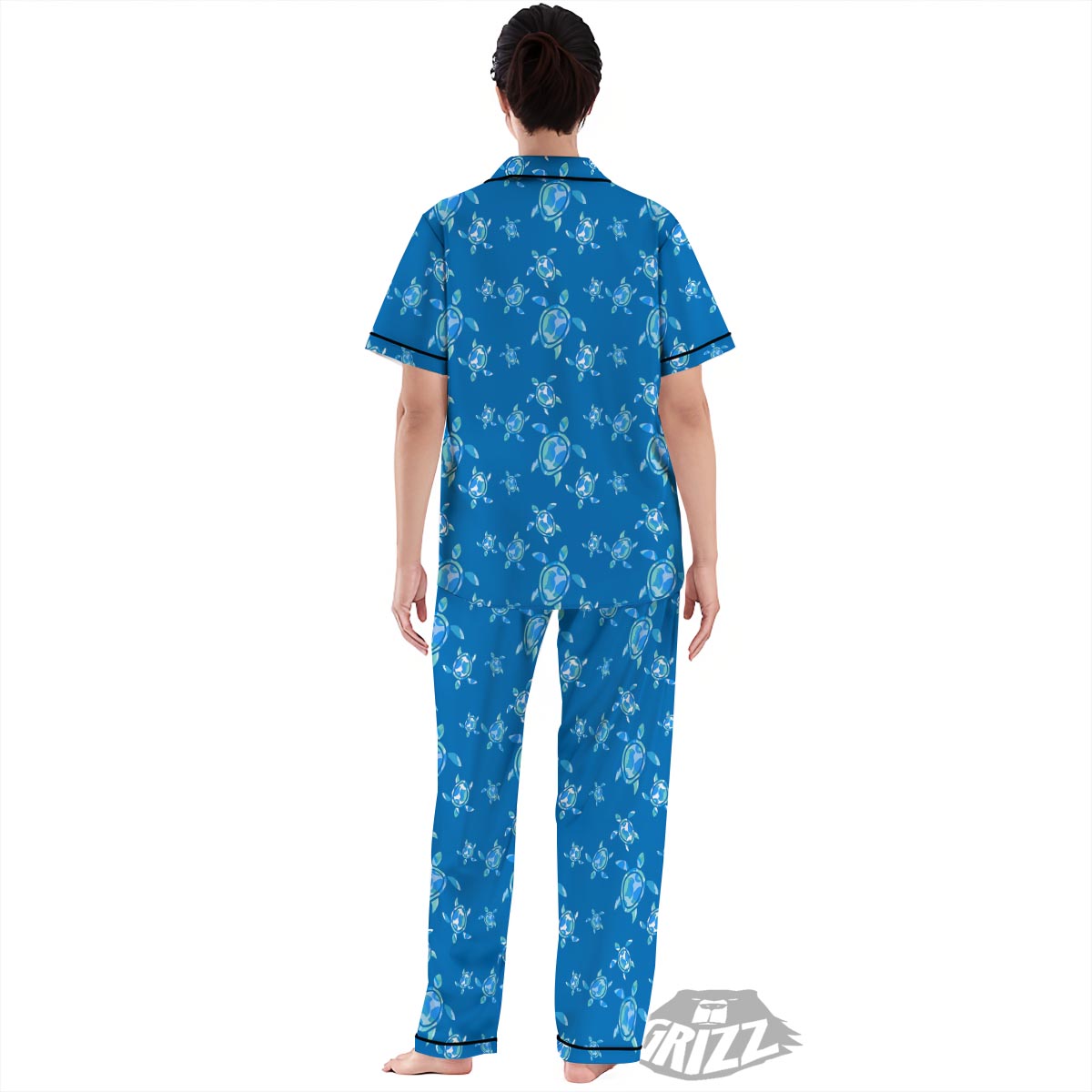 Underwater Sea Turtle Print Pattern Women's Pajamas Set-grizzshop