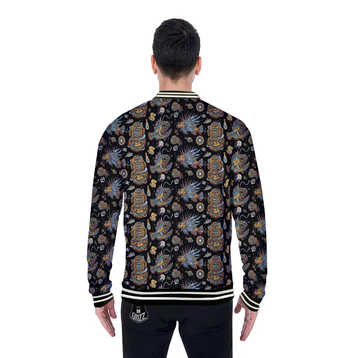 Underwater World Colorful Print Pattern Baseball Jacket-grizzshop