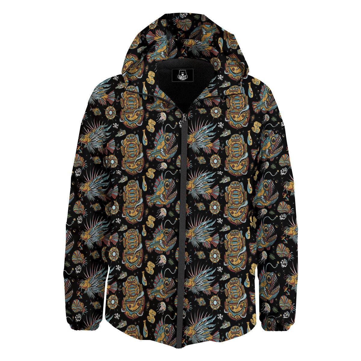 Underwater World Colorful Print Pattern Down Jacket-grizzshop