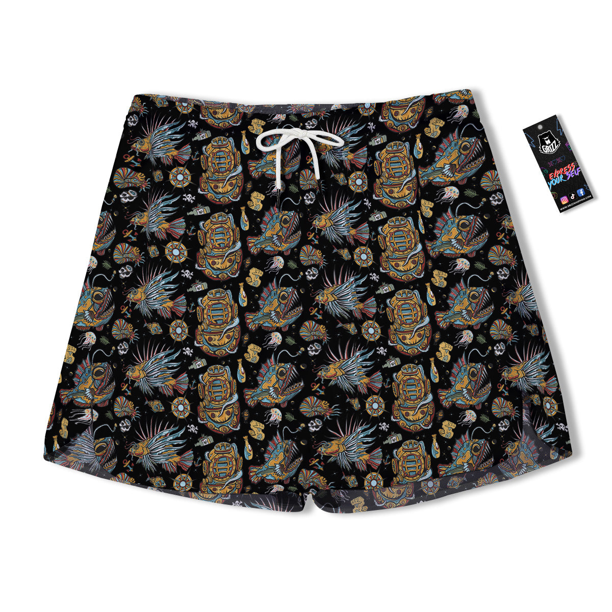 Underwater World Colorful Print Pattern Men's Running Shorts-grizzshop