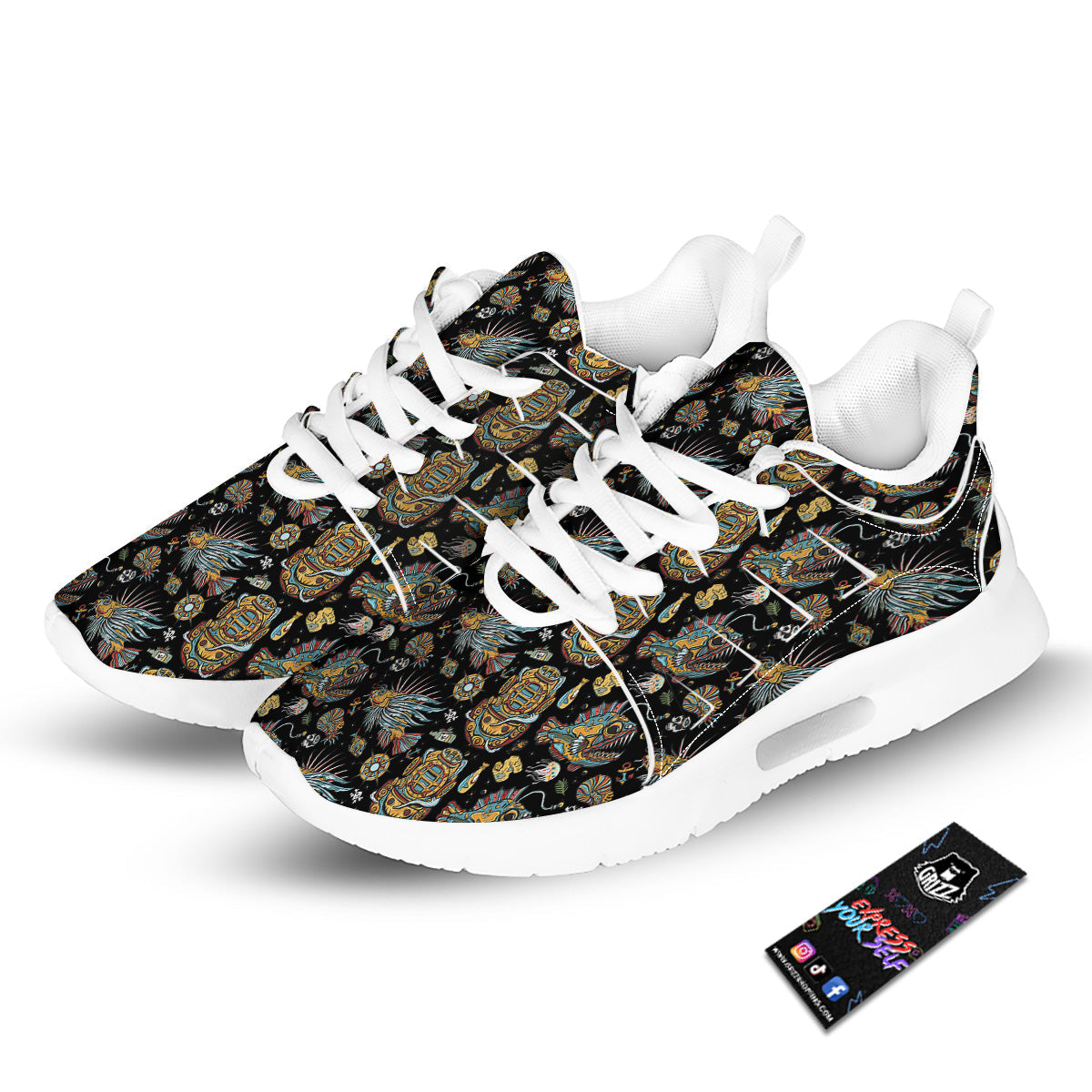 Underwater World Colorful Print Pattern Tennis Shoes-grizzshop