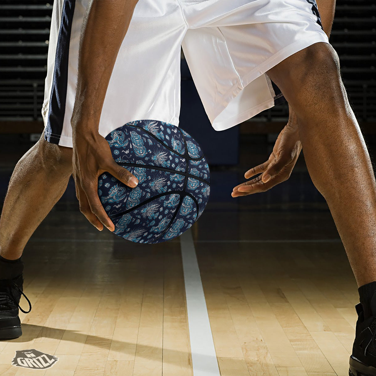 Underwater Blue Tattoo Print Pattern Basketball