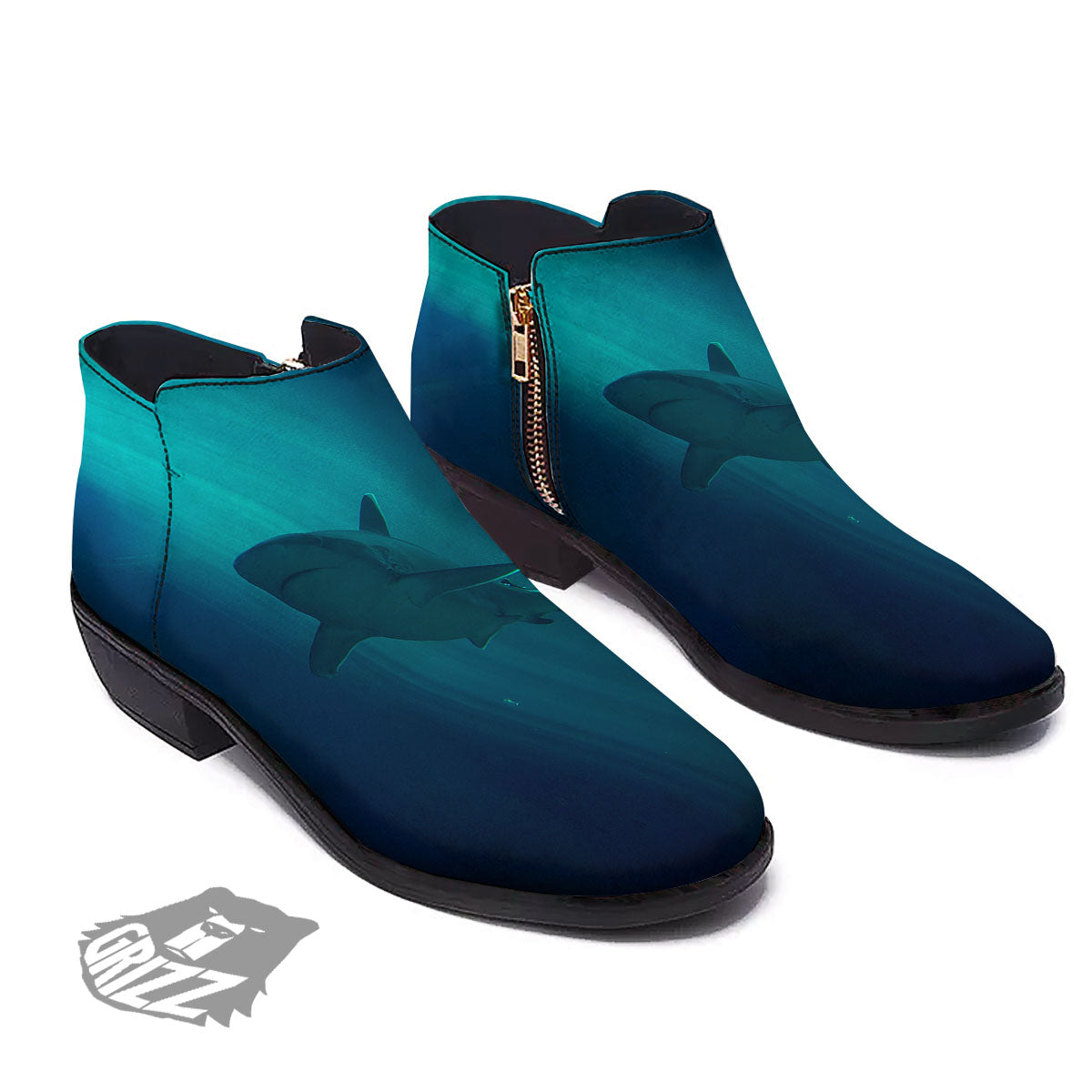 Underwear Shark Print Ankle Boots-grizzshop