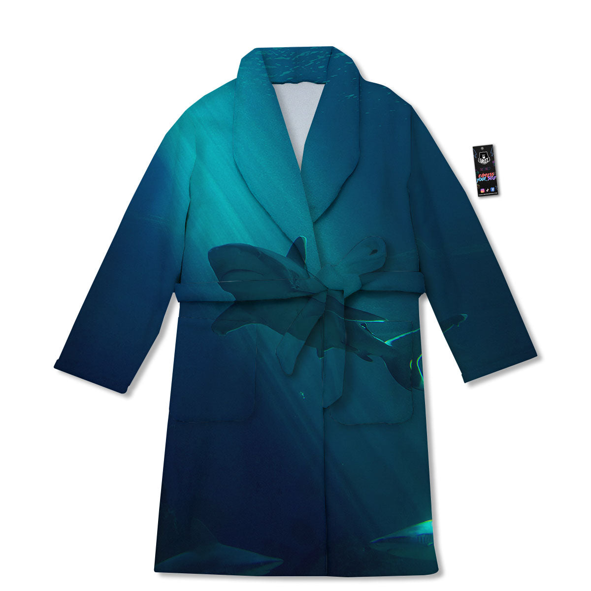 Underwear Shark Print Bathrobe-grizzshop