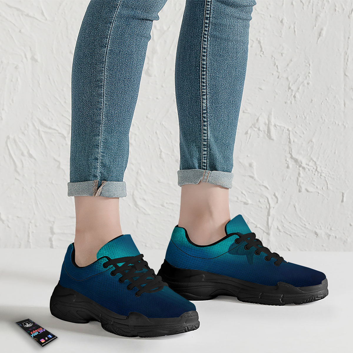 Underwear Shark Print Black Chunky Shoes-grizzshop