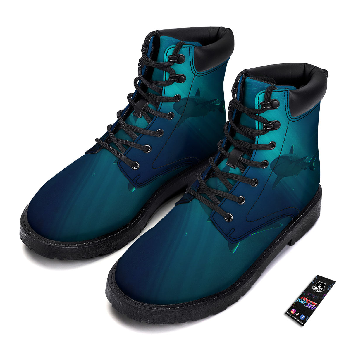 Underwear Shark Print Boots-grizzshop