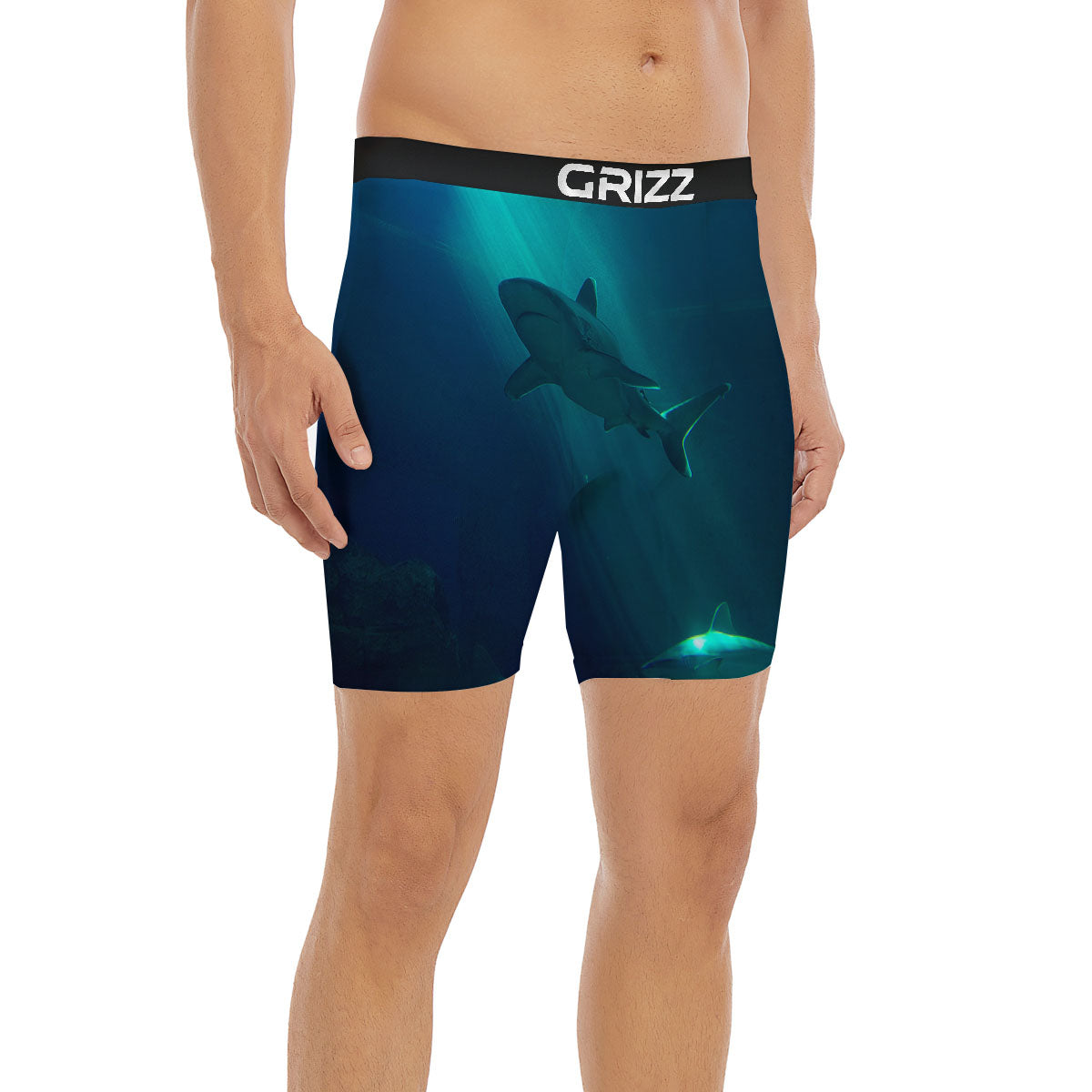 Underwear Shark Print Boxer Briefs-grizzshop