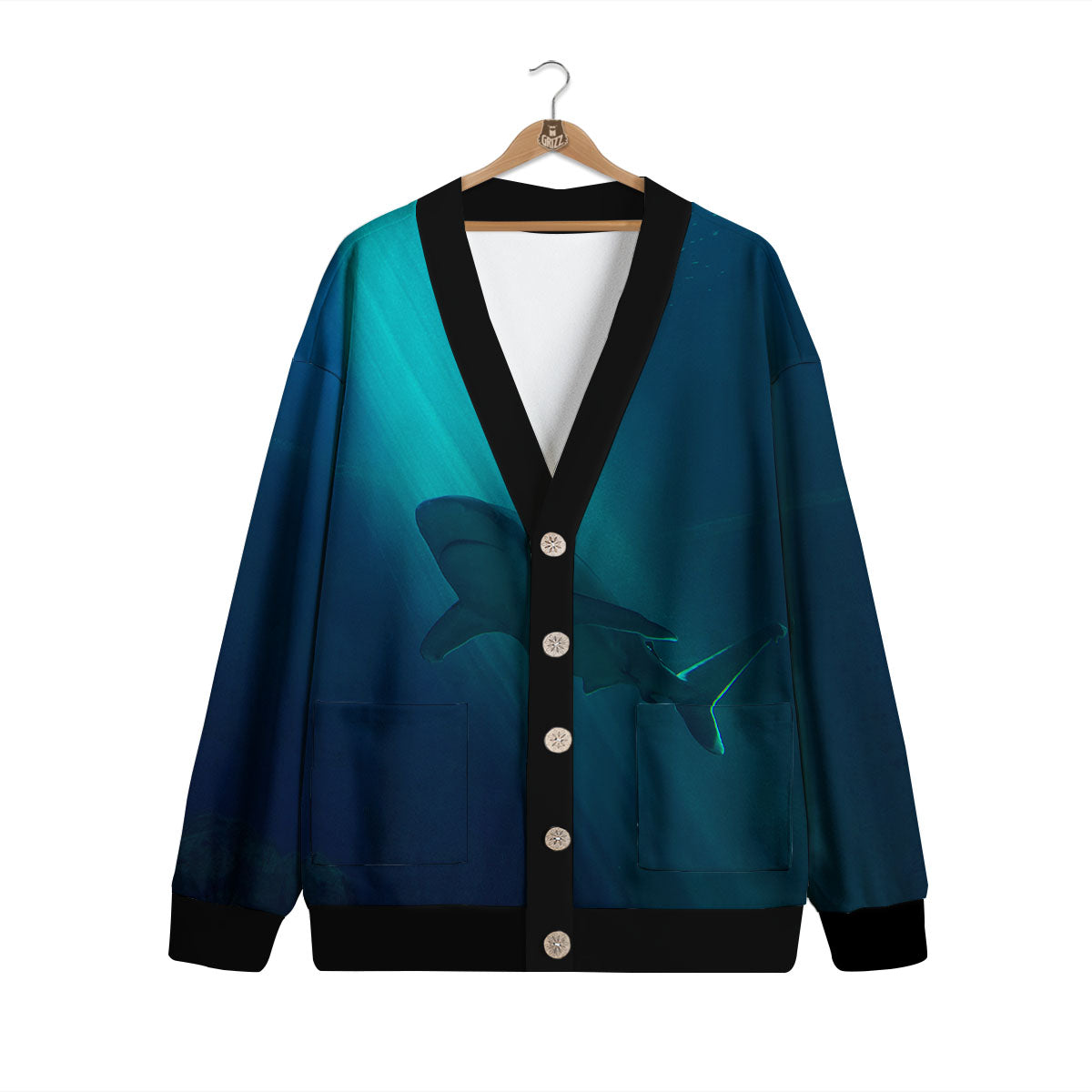 Underwear Shark Print Cardigan-grizzshop