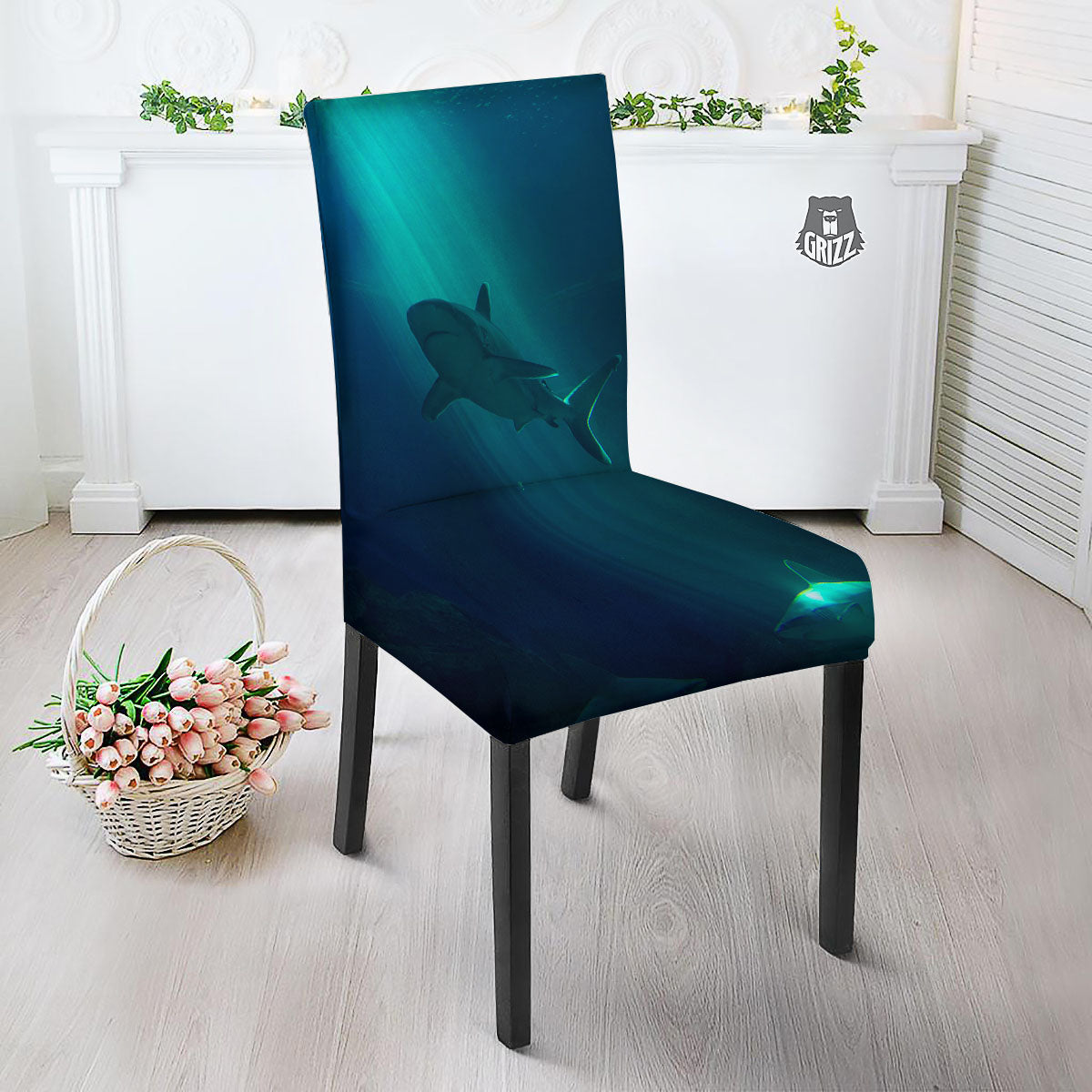 Underwear Shark Print Dining Chair Slipcover-grizzshop