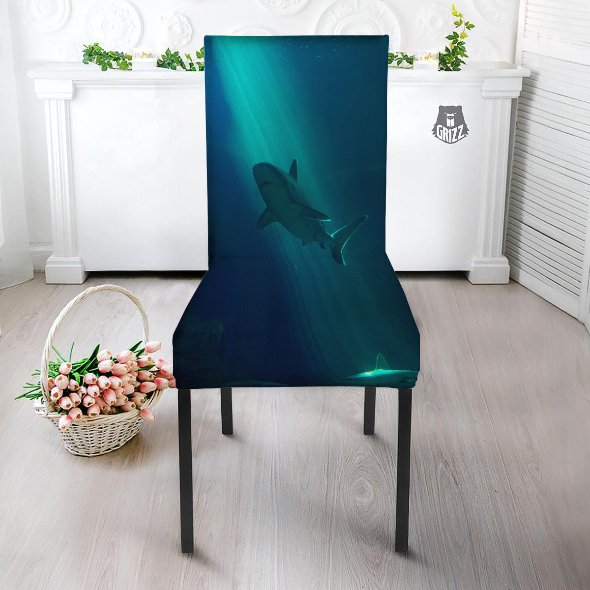 Underwear Shark Print Dining Chair Slipcover-grizzshop