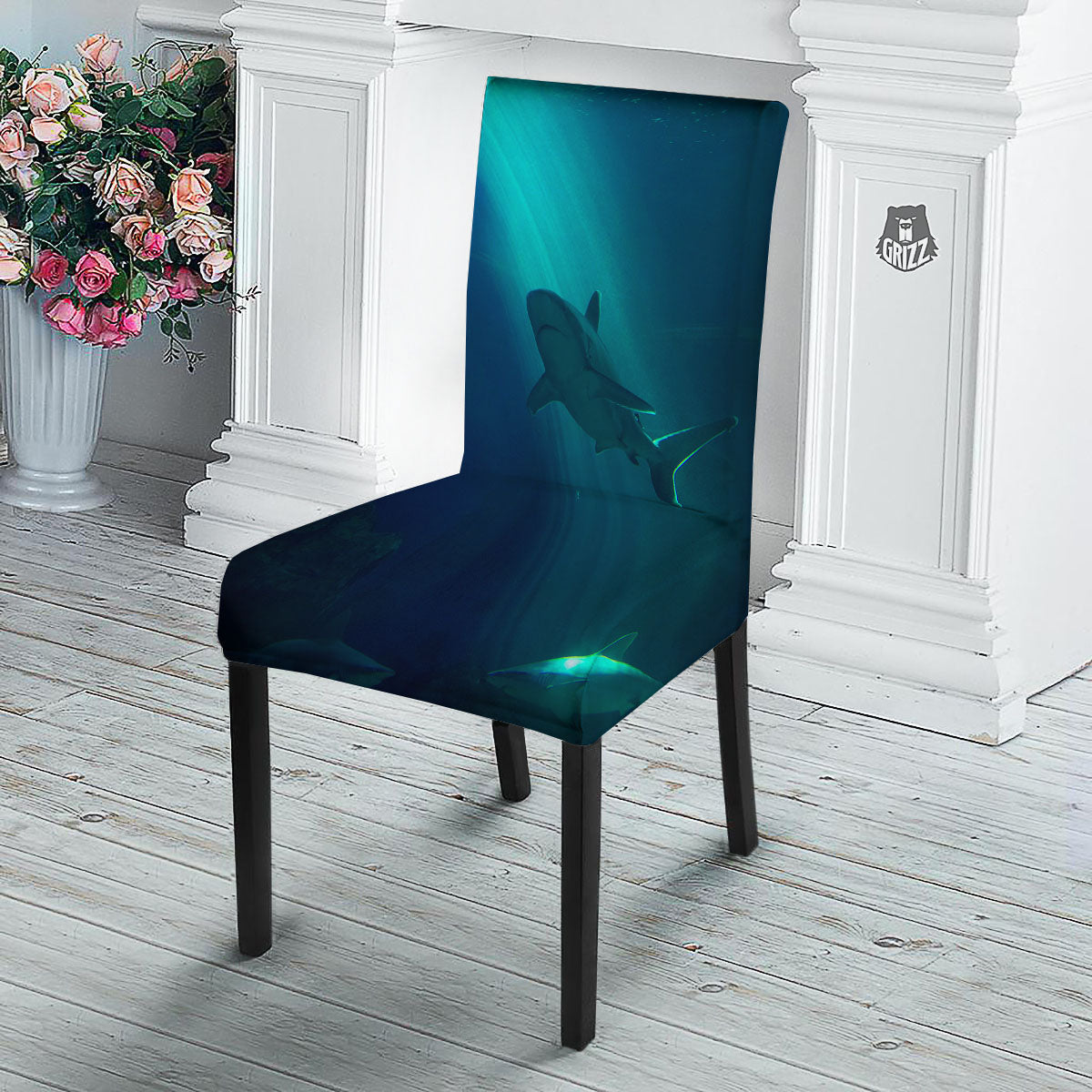 Underwear Shark Print Dining Chair Slipcover-grizzshop