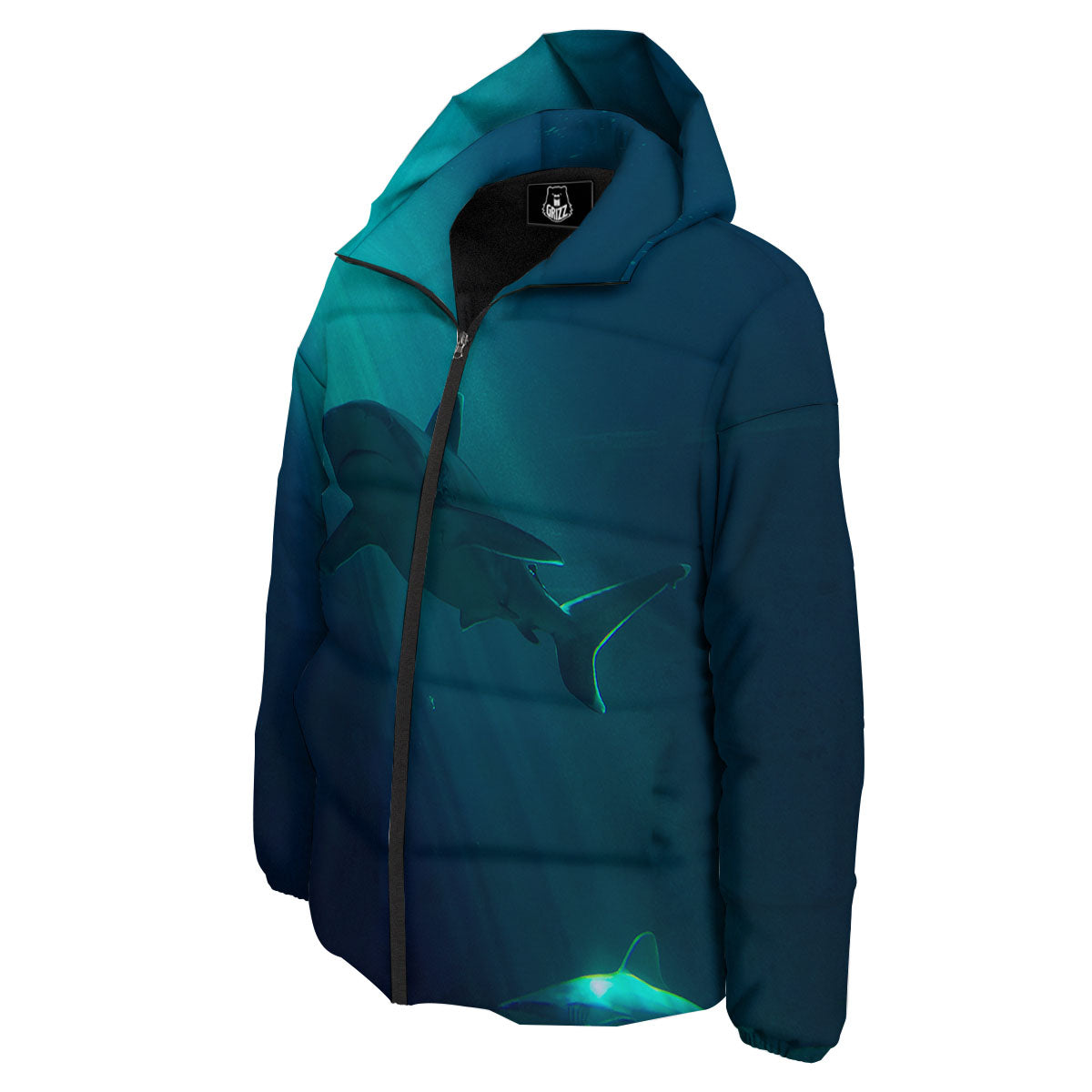 Underwear Shark Print Down Jacket-grizzshop