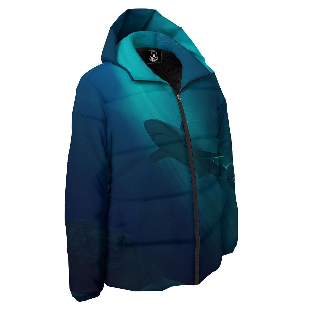 Underwear Shark Print Down Jacket-grizzshop