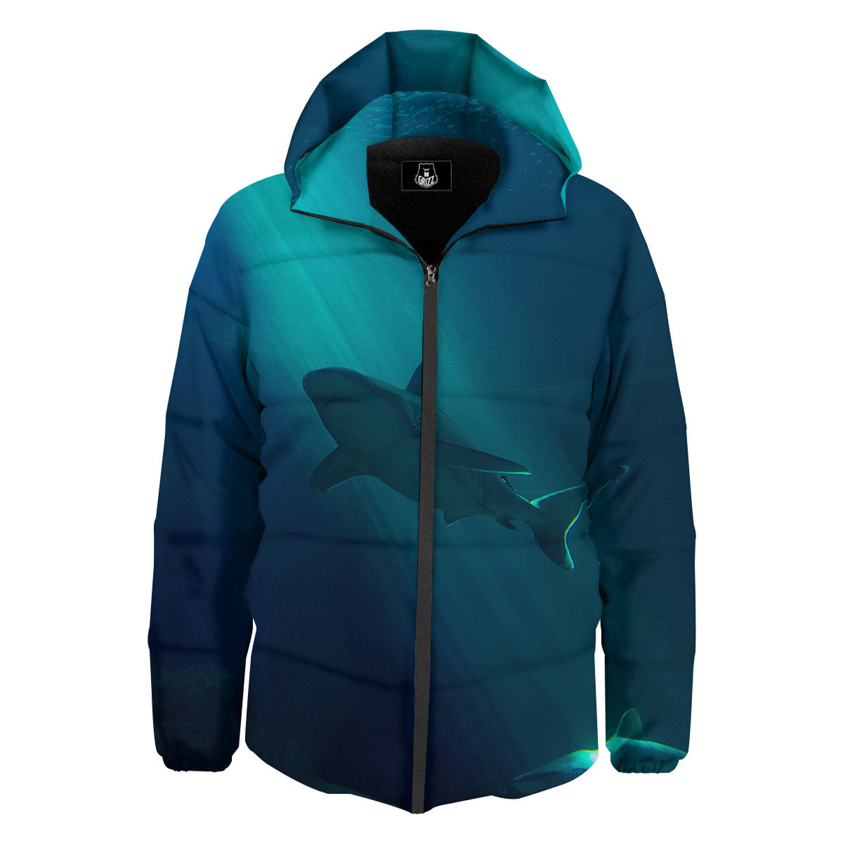 Underwear Shark Print Down Jacket-grizzshop