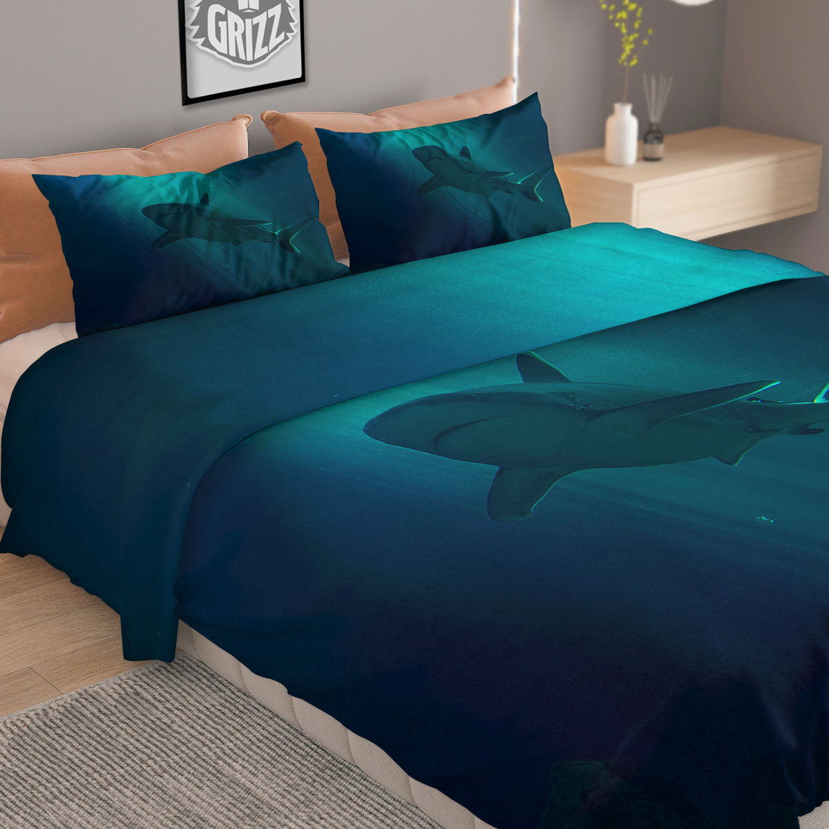 Underwear Shark Print Duvet Cover Bedding Set