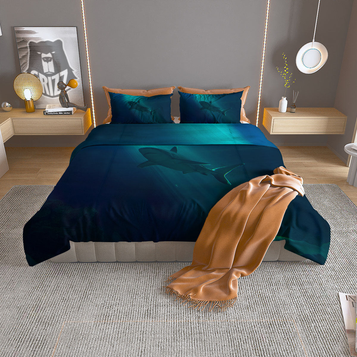 Underwear Shark Print Duvet Cover Bedding Set
