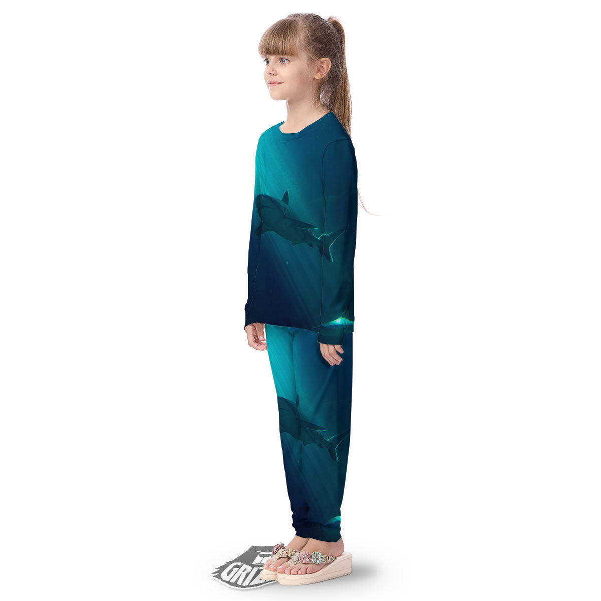 Underwear Shark Print Kid's Pajamas-grizzshop