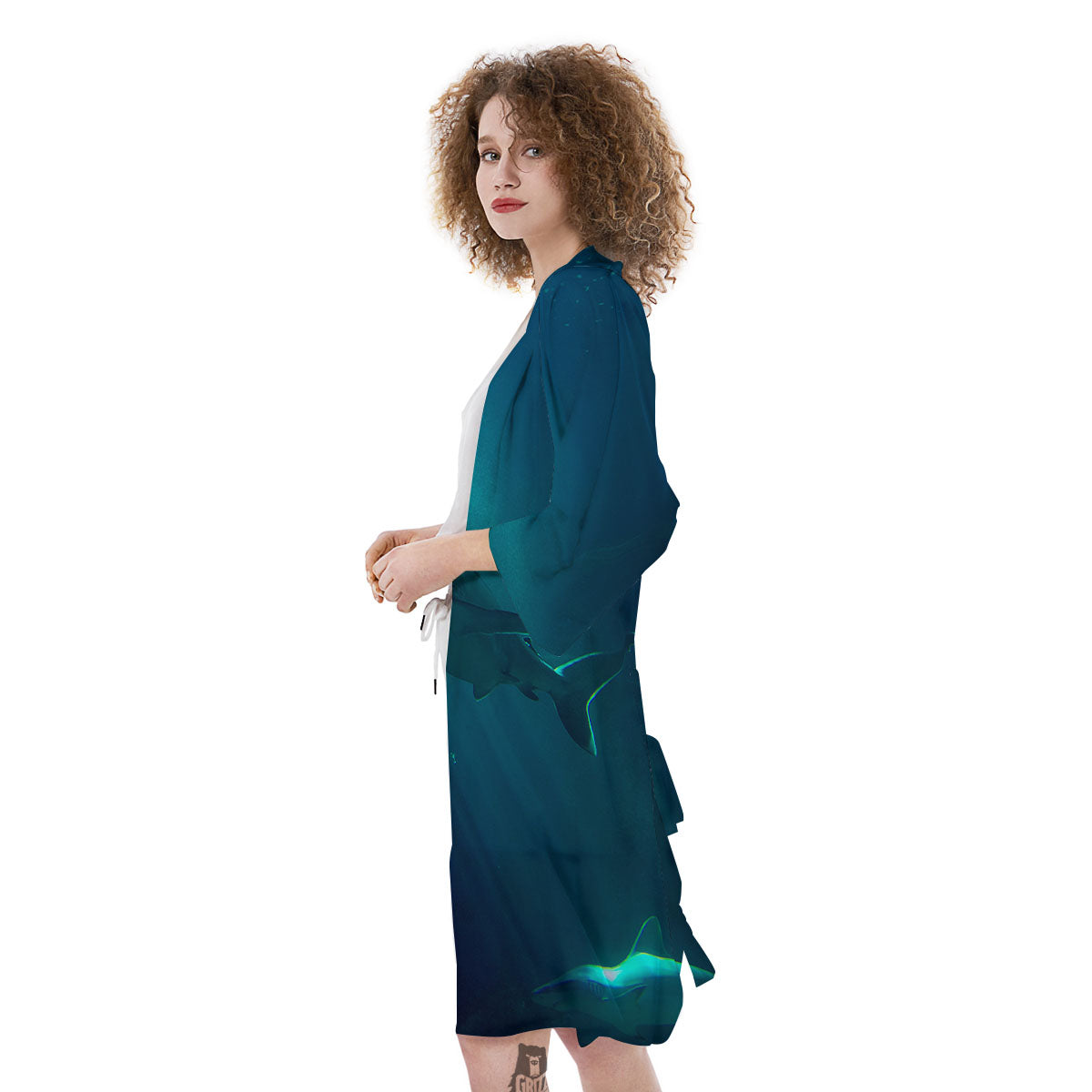 Underwear Shark Print Kimono-grizzshop