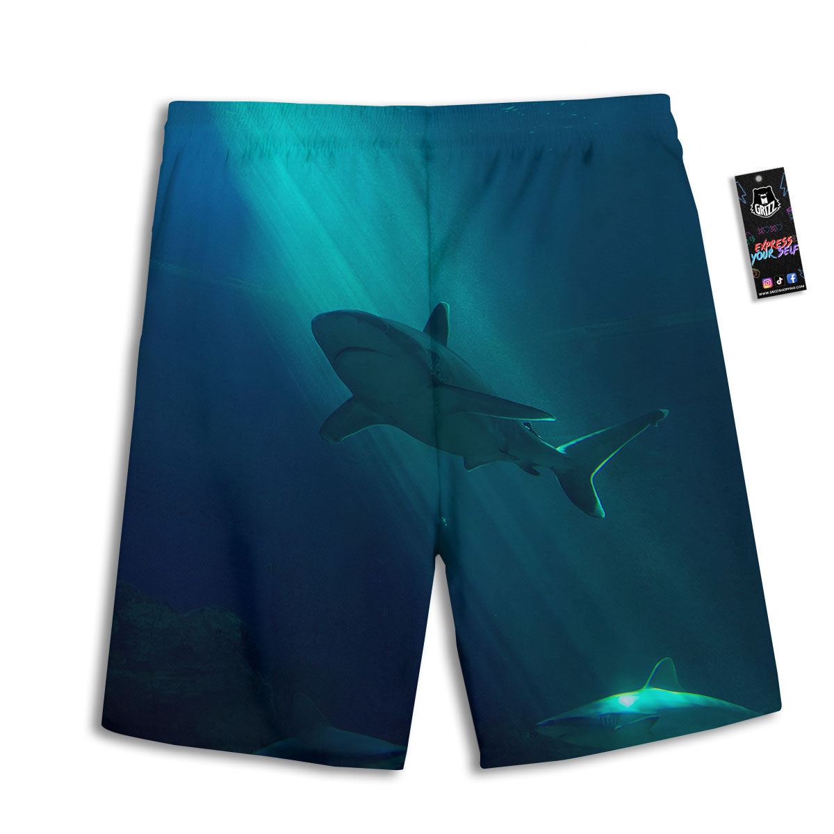 Underwear Shark Print Men's Athletic Shorts