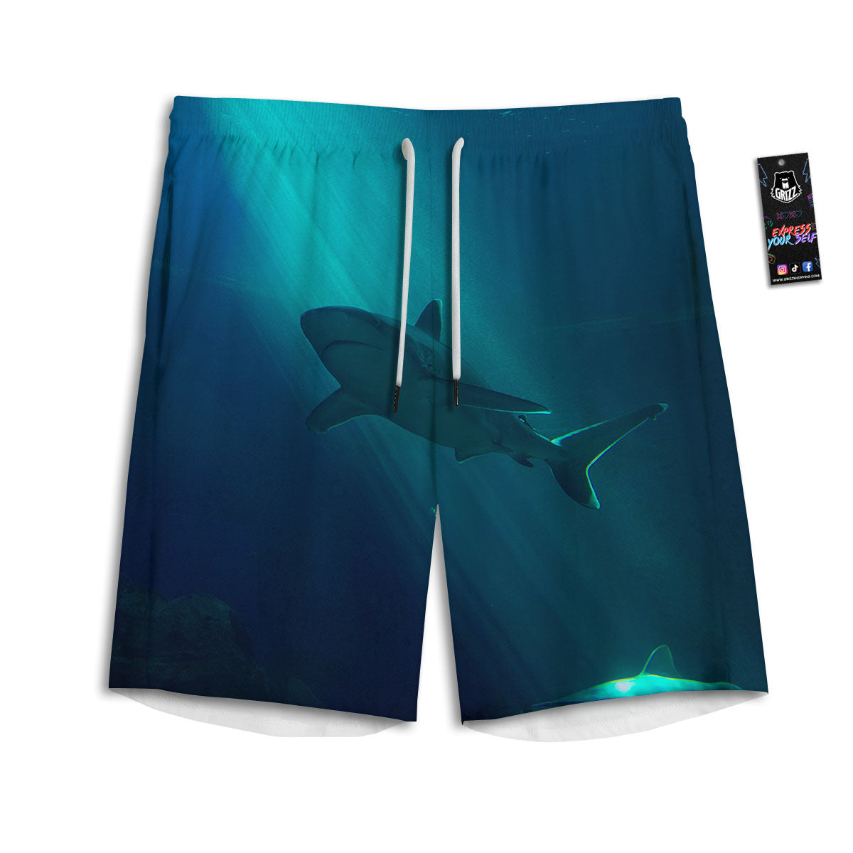 Underwear Shark Print Men's Athletic Shorts