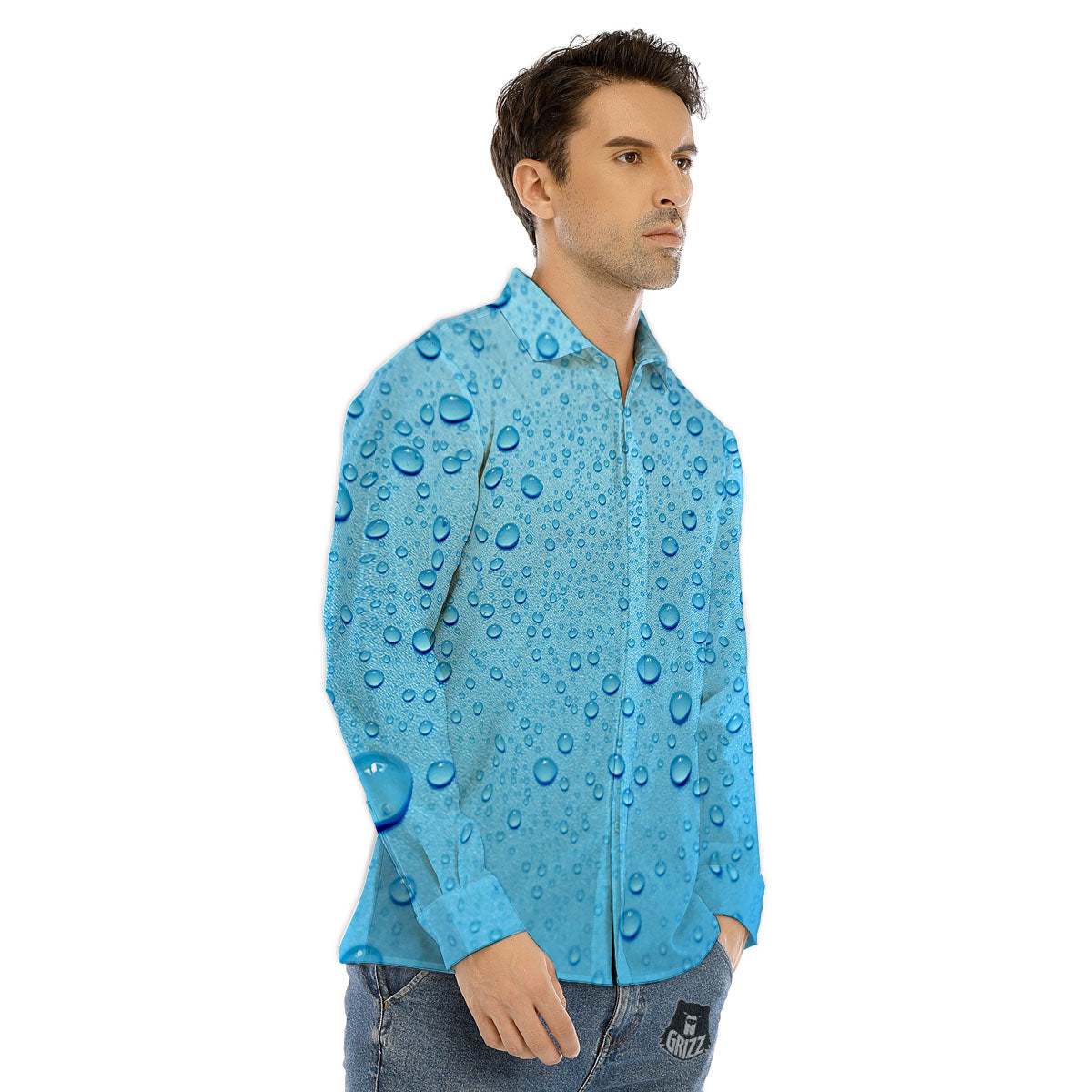 Underwear Shark Print Men's Dress Shirts-grizzshop