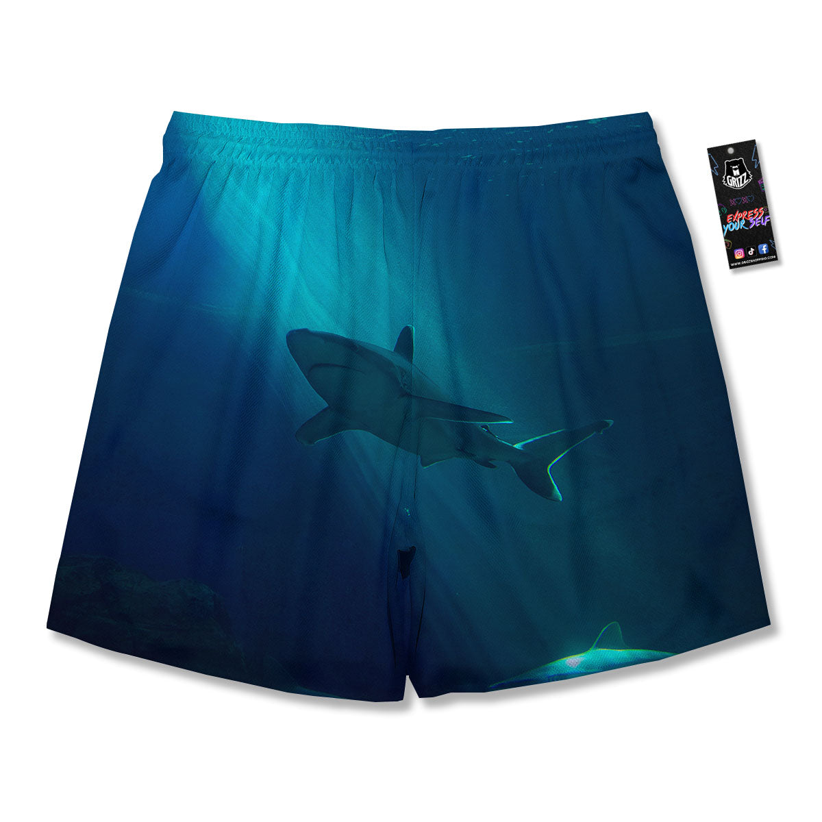 Underwear Shark Print Men's Running Shorts-grizzshop