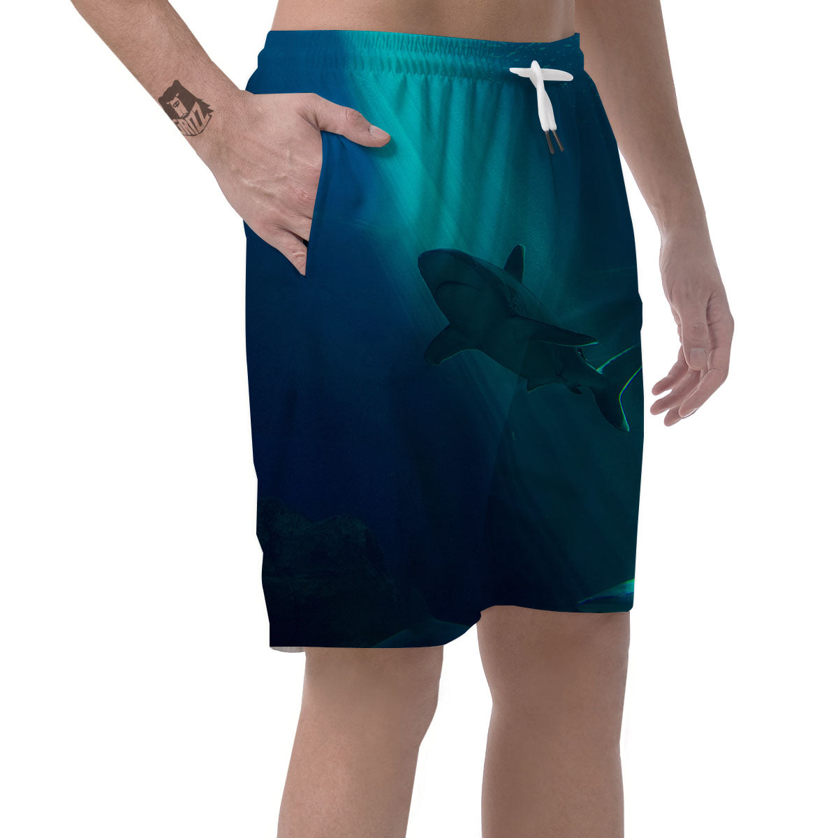 Underwear Shark Print Men's Shorts-grizzshop