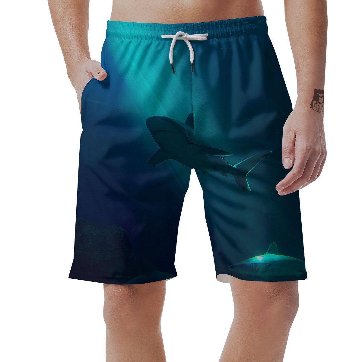 Underwear Shark Print Men's Shorts-grizzshop