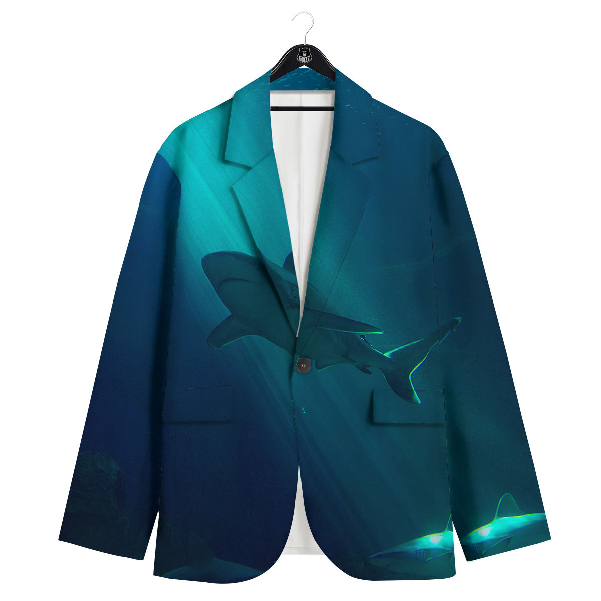 Underwear Shark Print Men's Sport Coat-grizzshop
