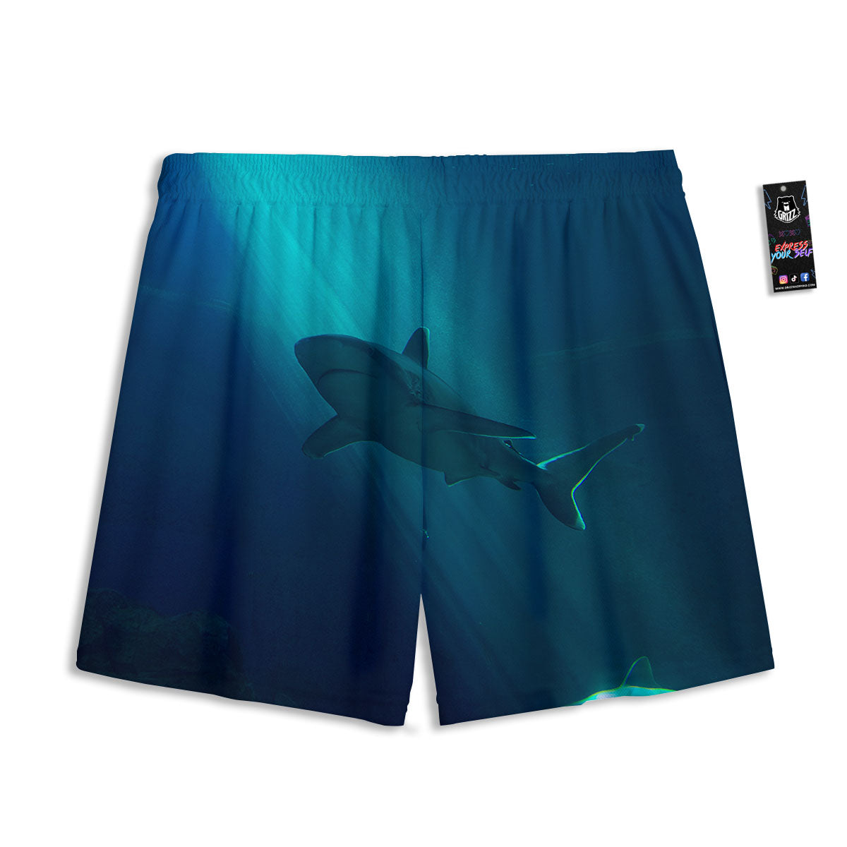 Underwear Shark Print Mesh Shorts