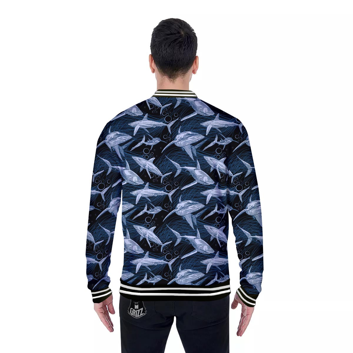 Underwear Shark Print Pattern Baseball Jacket-grizzshop