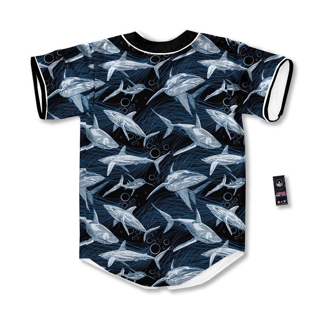 Underwear Shark Print Pattern Baseball Jersey-grizzshop